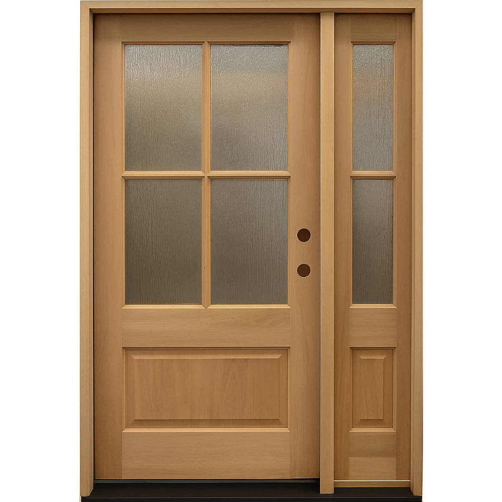 4/5x6/8 Exterior Mahogany Door with 4 Lites Without Trim and One Sidelight